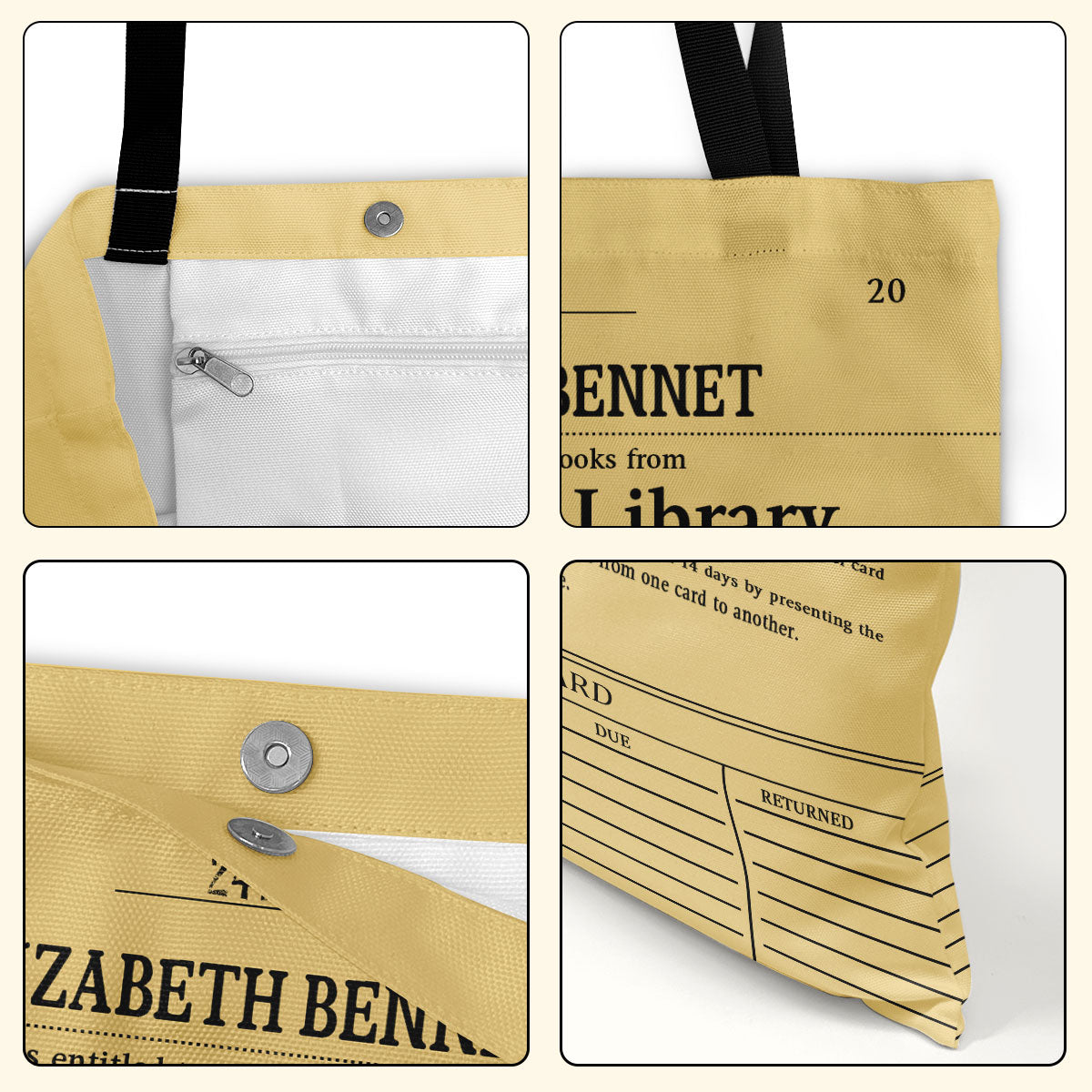 Custom Library Card Tote Bag - Personalized Tote Bag