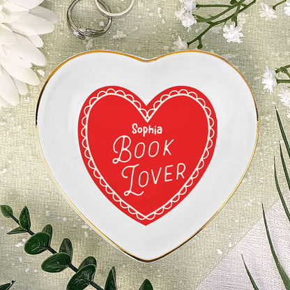 Book Lover - Personalized Heart Shaped Jewelry Dish