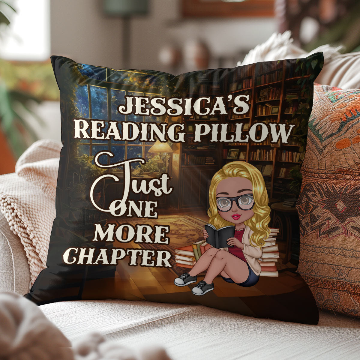 Just One More Chapter - Personalized Crystal Velvet Pillow