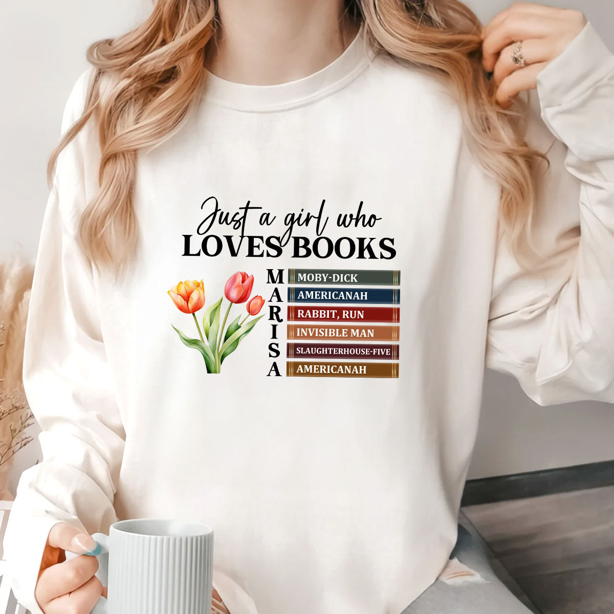 Just A Girl Who Loves Books - Personalized Long Sleeve Shirt