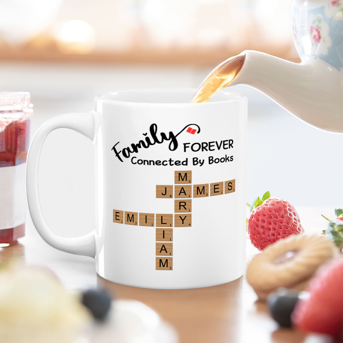 Forever Connected By Book Family - Personalized Ceramic Coffee Mug