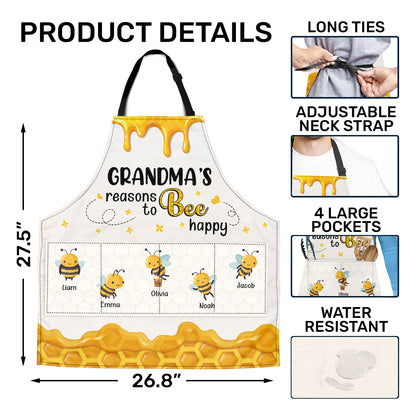 Grandma's Reasons To Bee Happy - Personalized Apron With Packet