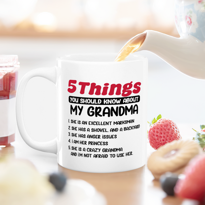 5 Things You Should Know About My Grandma - Personalized Ceramic Coffee Mug