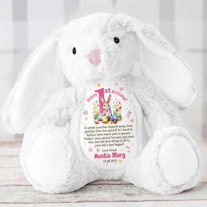 Happy 1st Birthday - Personalized Stuffed Bunny