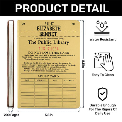 Custom Library Card - Personalized Leather Cover Notebook