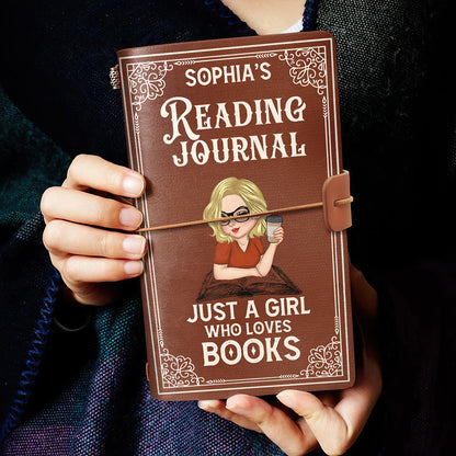 A Girl Who Loves Books Reading Journal - Personalized Leather Bound Journal