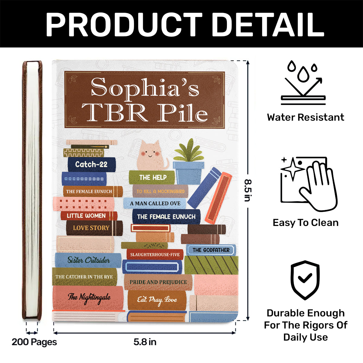 My TBR Pile - Personalized Leather Cover Notebook