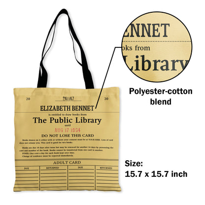 Custom Library Card Tote Bag - Personalized Tote Bag