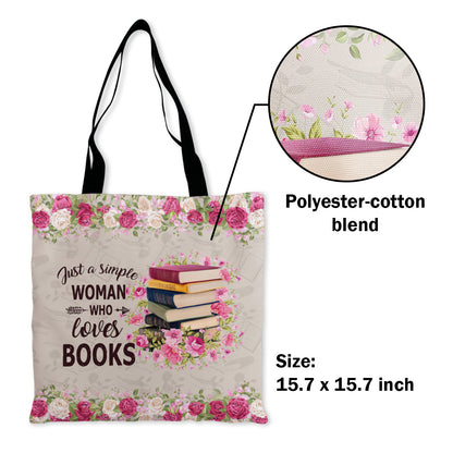 Just A Simple Woman Who Loves Books Book Lovers Gift TBF05