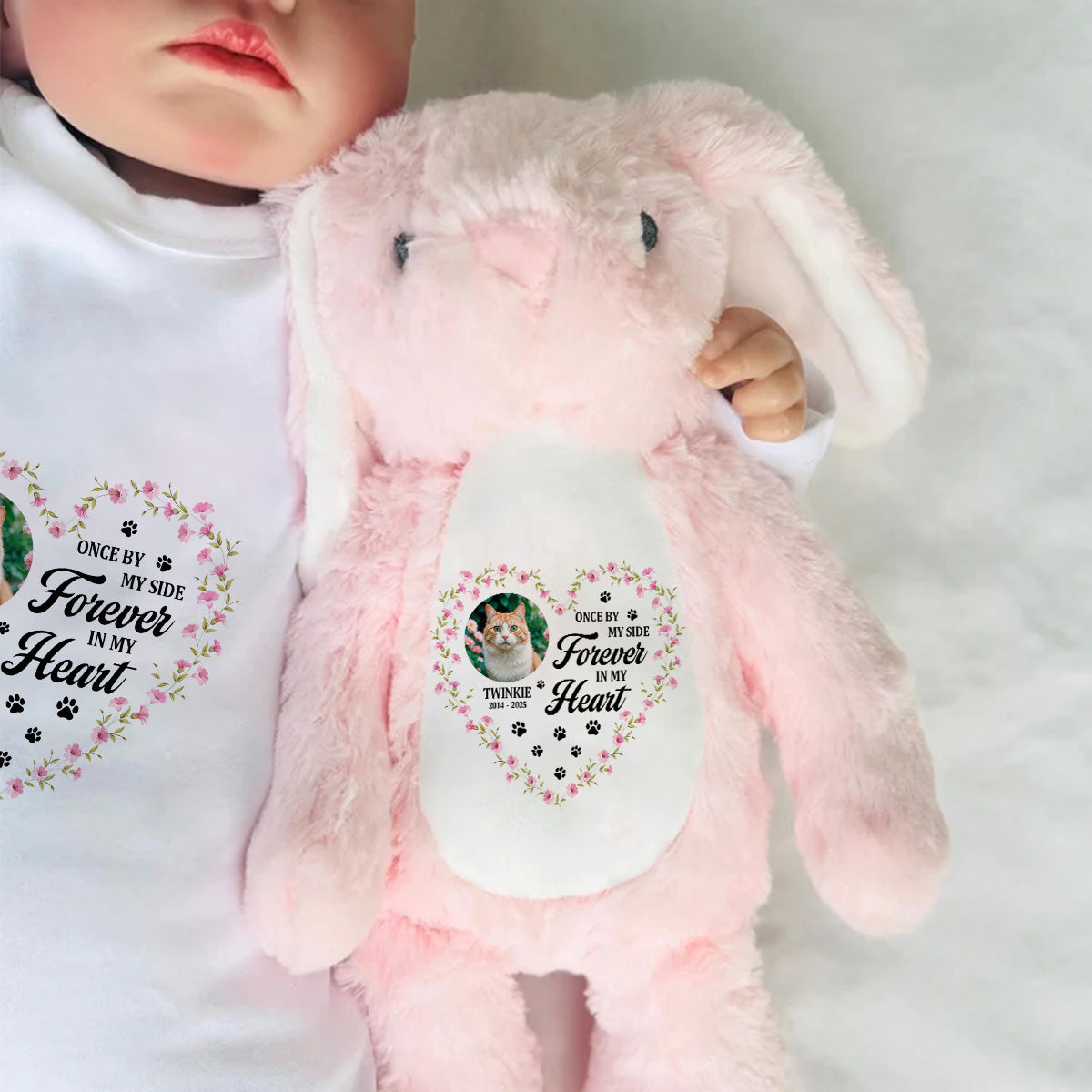 Once By My Side Forever In My Heart - Personalized Stuffed Bunny