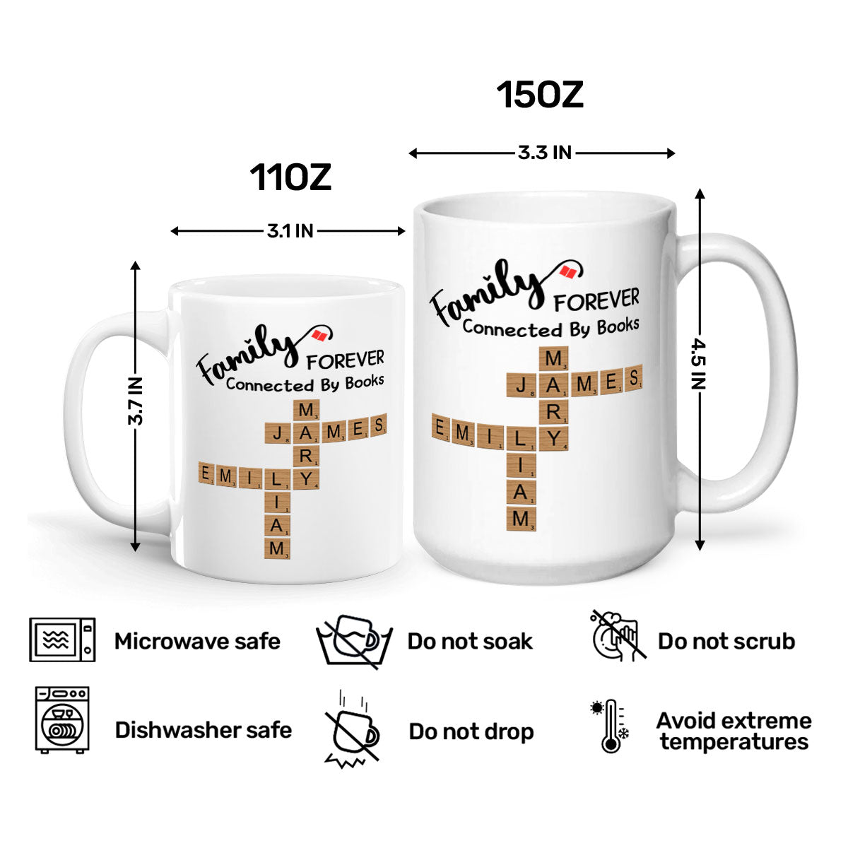 Forever Connected By Book Family - Personalized Ceramic Coffee Mug