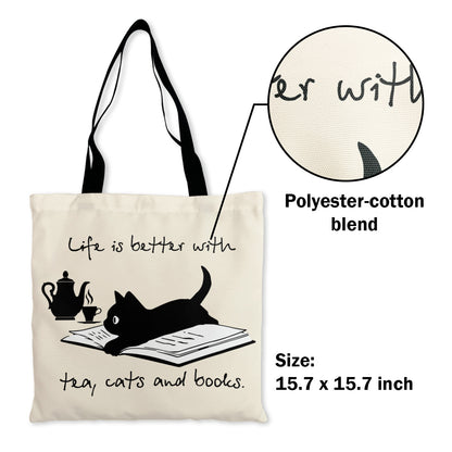 Life Is Better With Tea, Cats And Books Book Lovers Gift TBW35