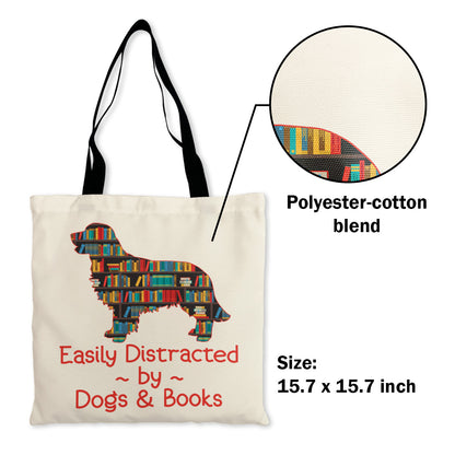 Easily Distracted By Dogs And Books Book Lovers Gift TBW31