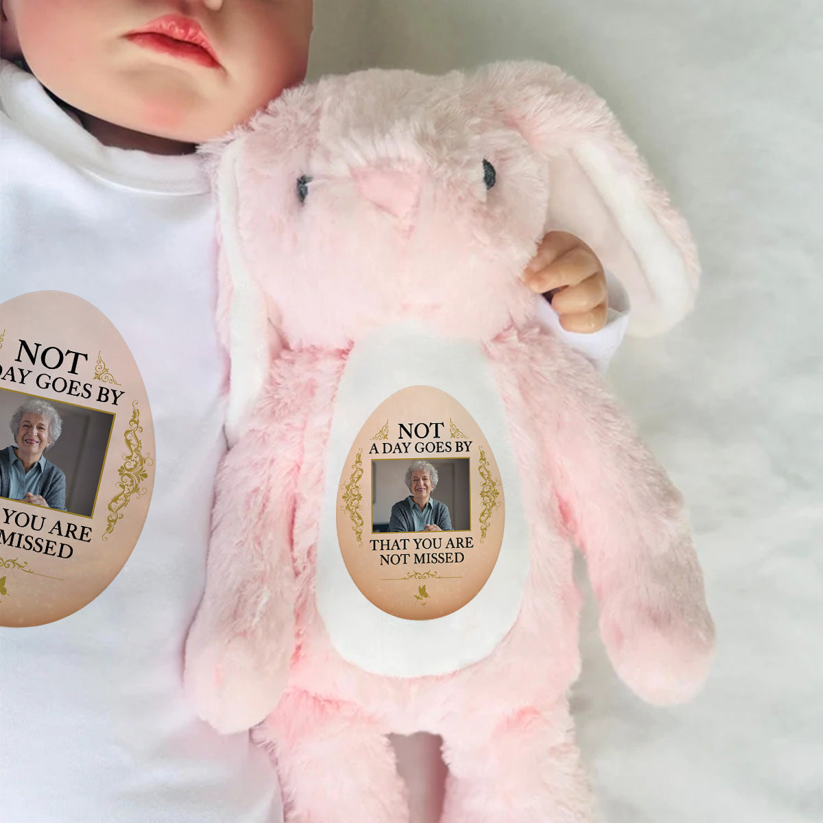 Not a Day Goes By That You Are Not Missed - Personalized Stuffed Bunny