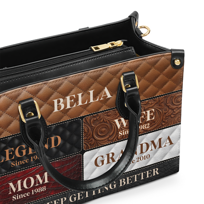 Legend Wife Mom Grandma - Personalized Leather Handbag