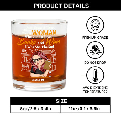 A Woman Who Really Loved Books - Personalized Round Whiskey Glass