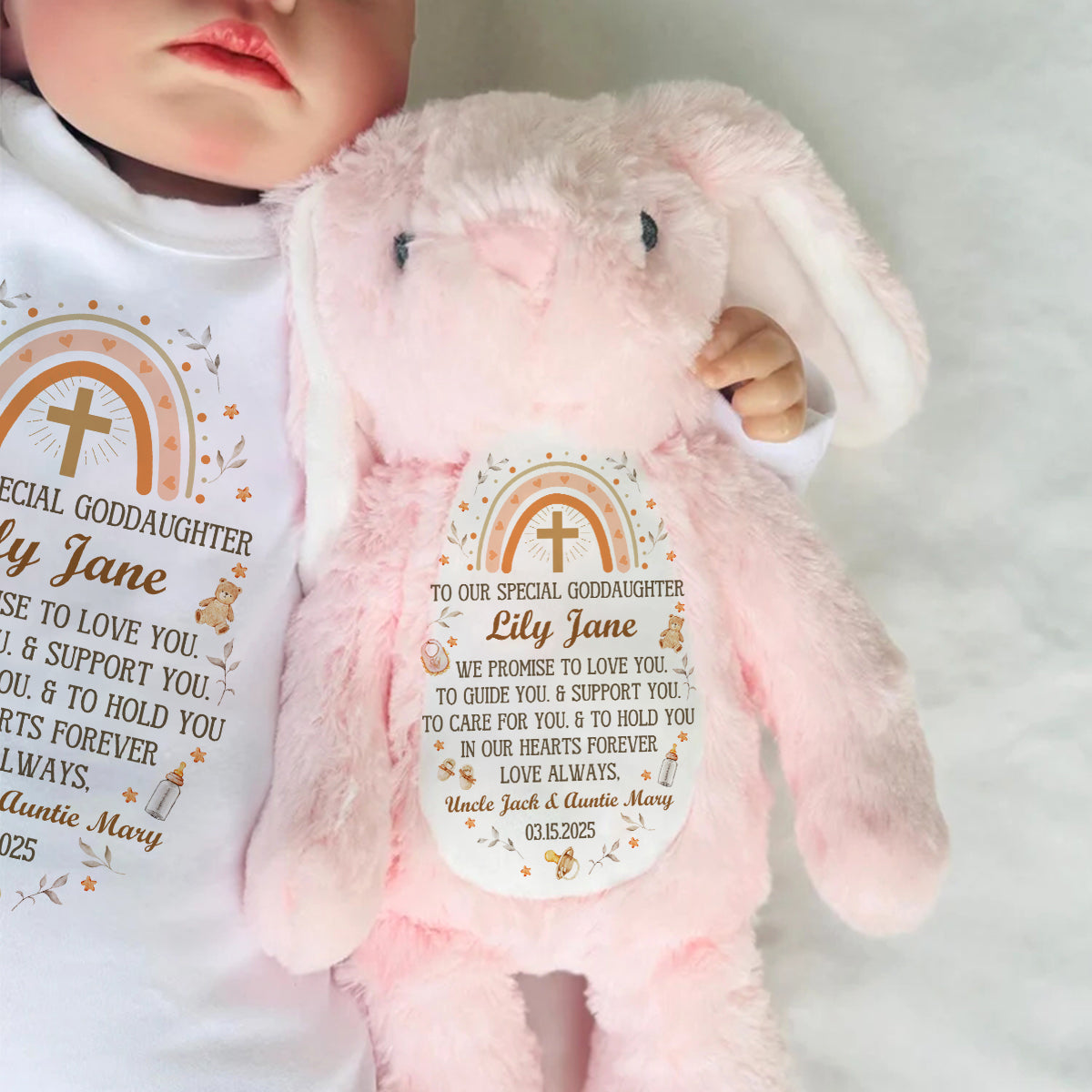 Baby Christening Gift - Personalized Stuffed Bunny