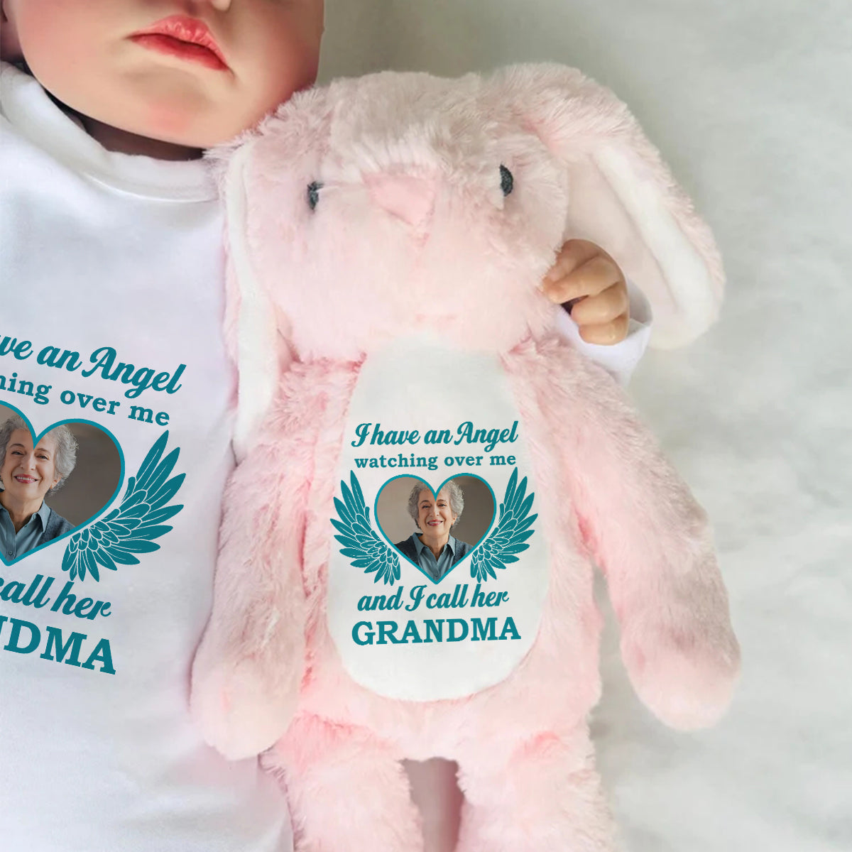 I Have An Angel Watching Over Me - Personalized Stuffed Bunny