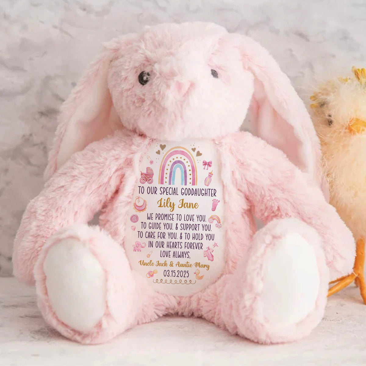 Cute Baby Christening Gift - Personalized Stuffed Bunny