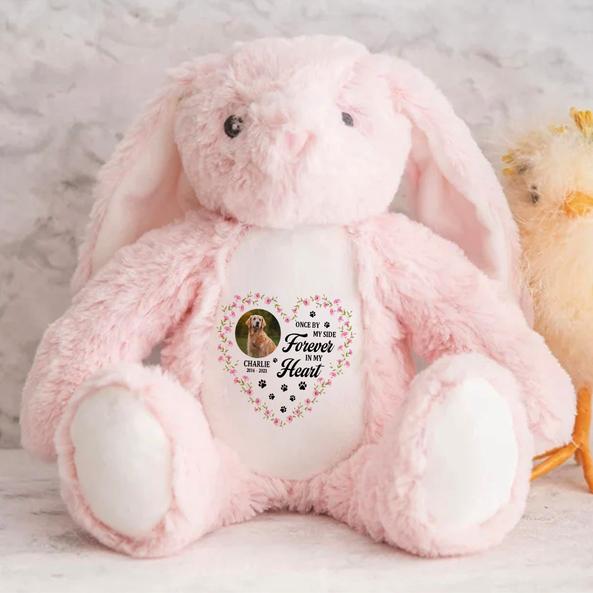 Once By My Side Forever In My Heart - Personalized Stuffed Bunny