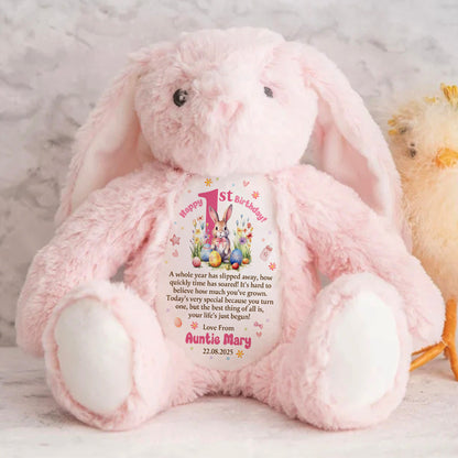 Happy 1st Birthday - Personalized Stuffed Bunny