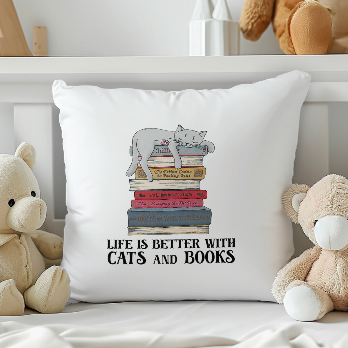 Life Is Better With Cats And Books Book Lovers Gift PILS71