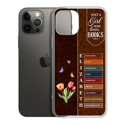 Just A Girl Who Loves Books Flower - Personalized Clear Silicone Phone Case