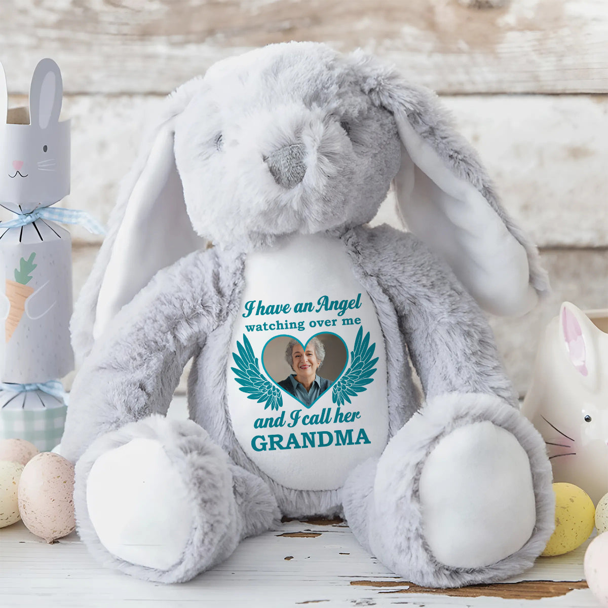 I Have An Angel Watching Over Me - Personalized Stuffed Bunny