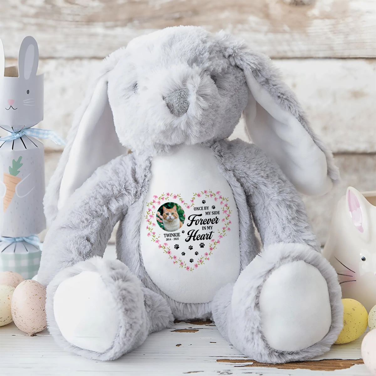 Once By My Side Forever In My Heart - Personalized Stuffed Bunny