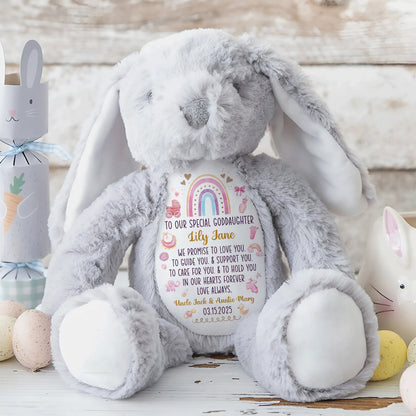 Cute Baby Christening Gift - Personalized Stuffed Bunny