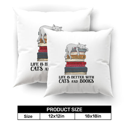 Life Is Better With Cats And Books Book Lovers Gift PILS71