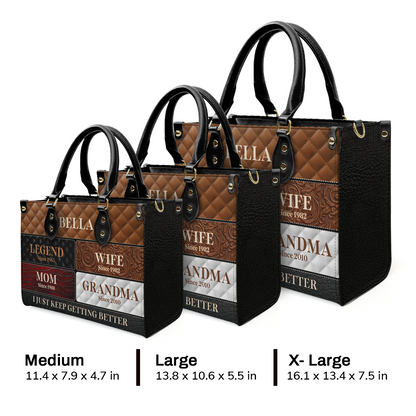 Legend Wife Mom Grandma - Personalized Leather Handbag