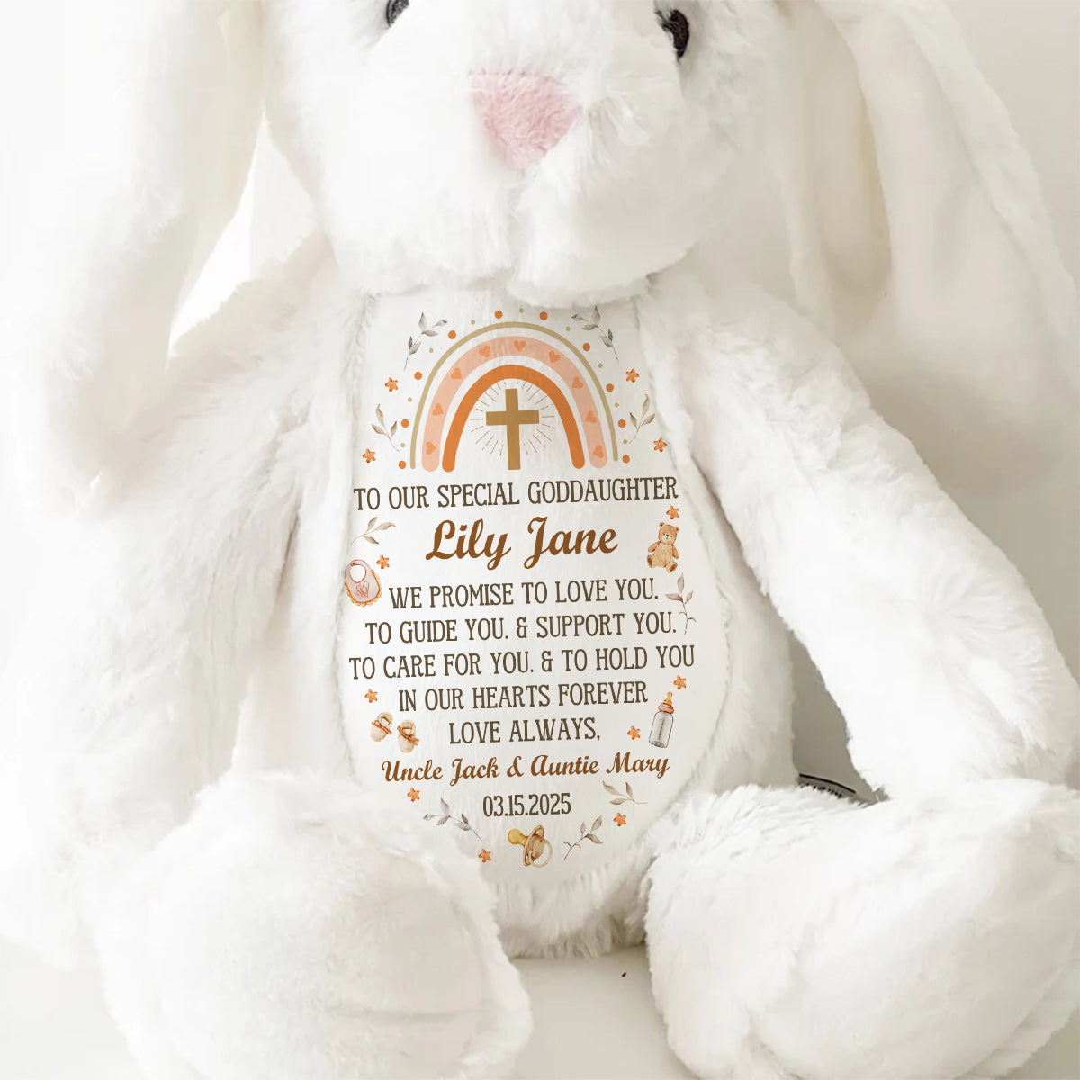 Baby Christening Gift - Personalized Stuffed Bunny