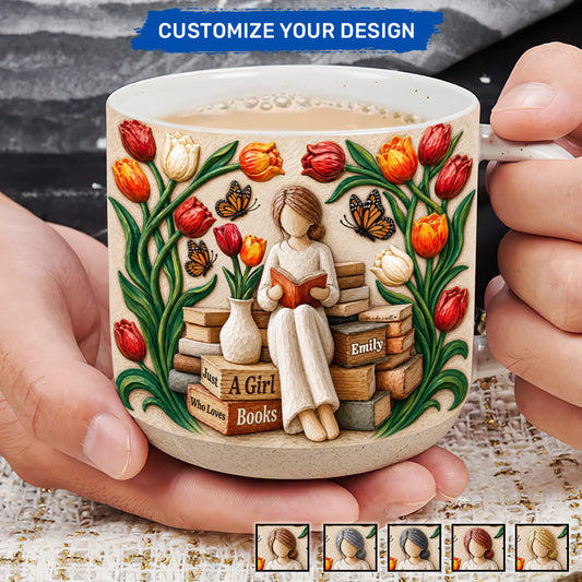 Just A Girl Who Loves Books - Personalized Pottery Mug