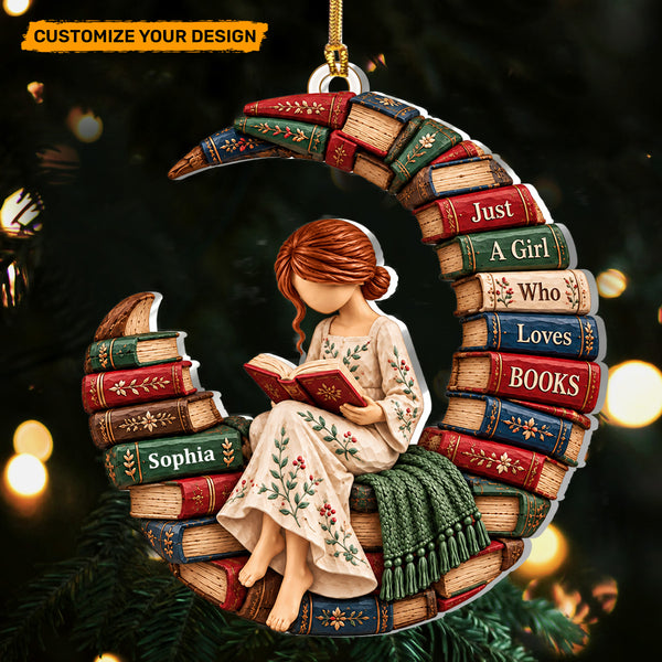 Just A Girl Who Loves Books Gifts For Book Lovers, Bookworms, Bookish - Personalized 1-Layer Acrylic Ornament