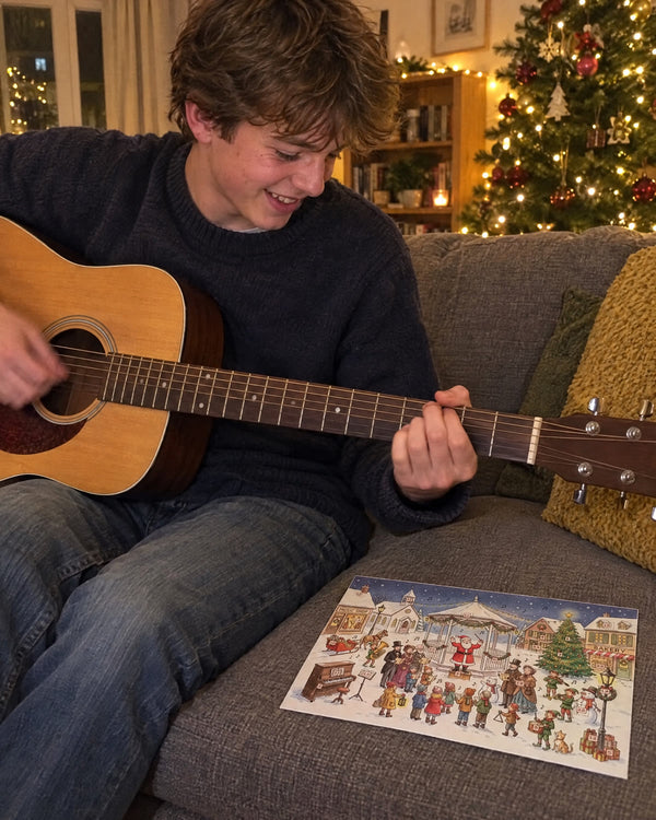 Working it out by ear — Guess the Christmas Carol advent calendar card at home