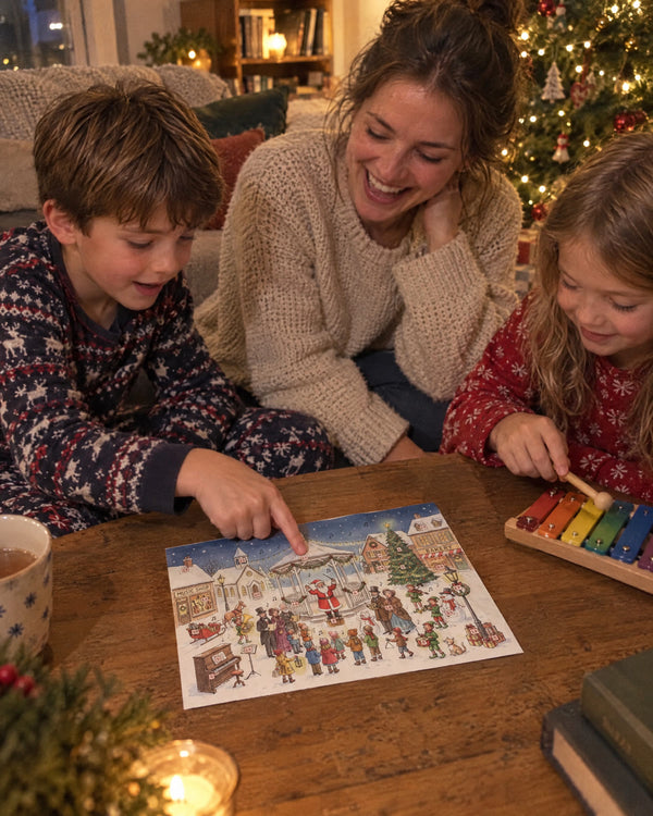 Pajama concert — Guess the Christmas Carol advent calendar card at home