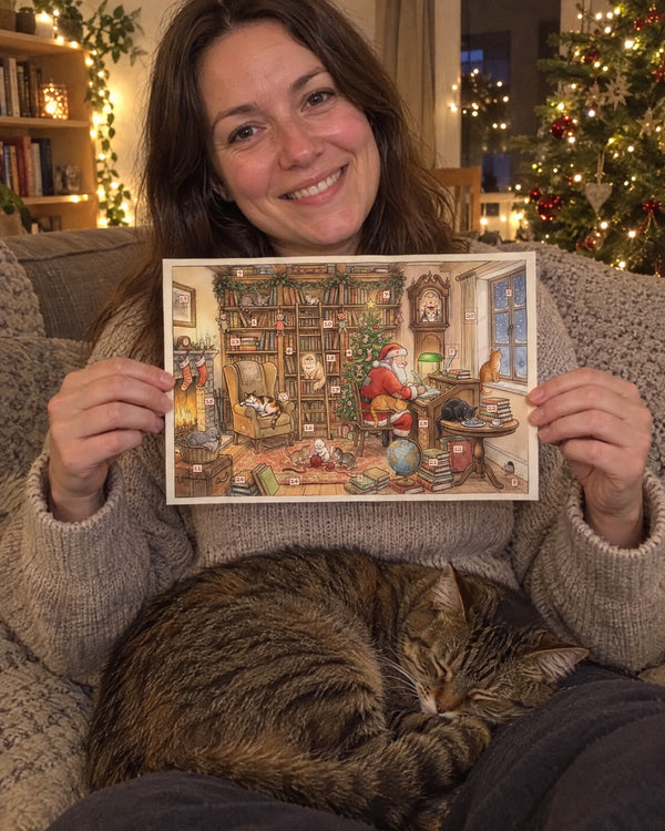 Supervised by Pumpkin — Literary Cats advent calendar card at home