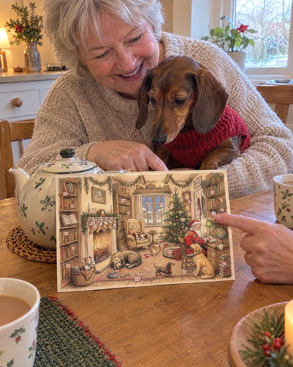 Grandma’s little shadow — Literary Dogs advent calendar card at home