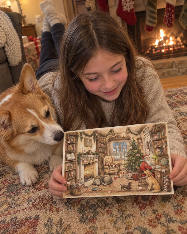The corgi has opinions — Literary Dogs advent calendar card at home