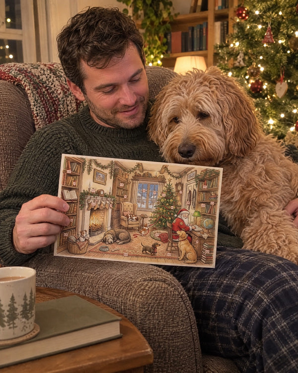 Story time, doodle edition — Literary Dogs advent calendar card at home