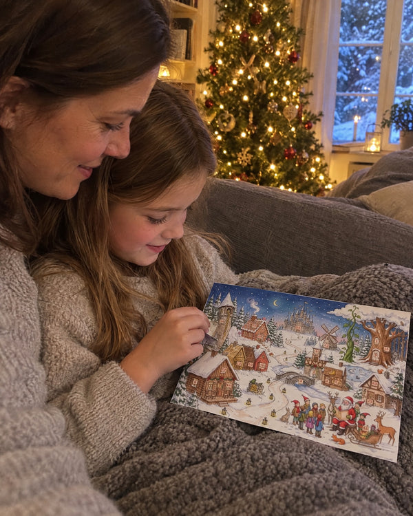 Under the blanket — Santa's Fairy Tale Forest advent calendar card at home