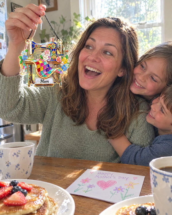 Mother’s Day morning — Elegant Floral Sewing Machine suncatcher at home