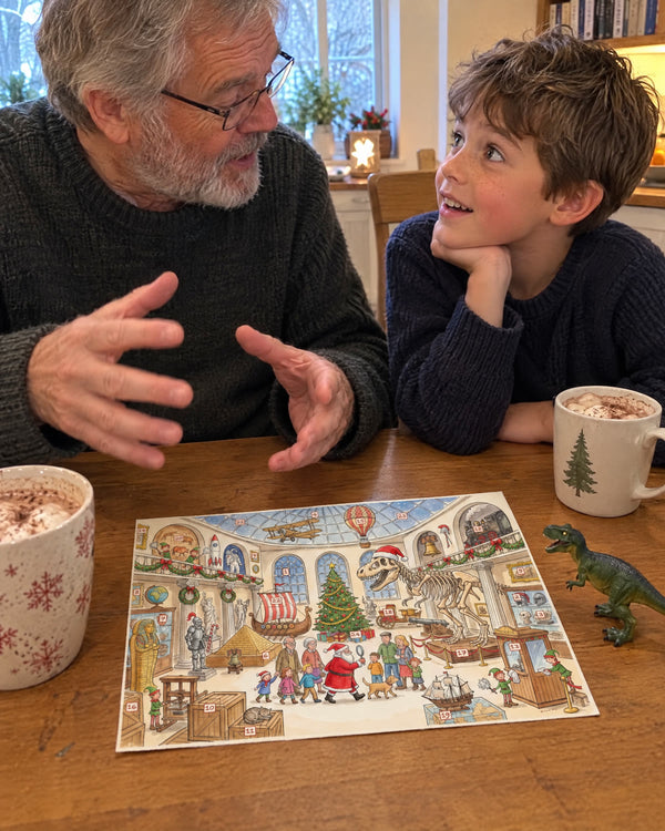 Grandpa, the tour guide — History advent calendar card at home