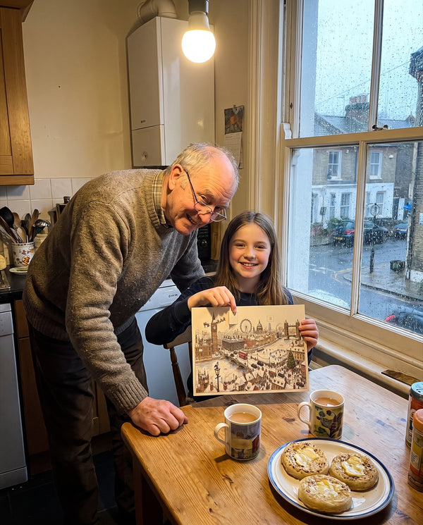 Tea, crumpets and door one — Christmas in London advent calendar card at home