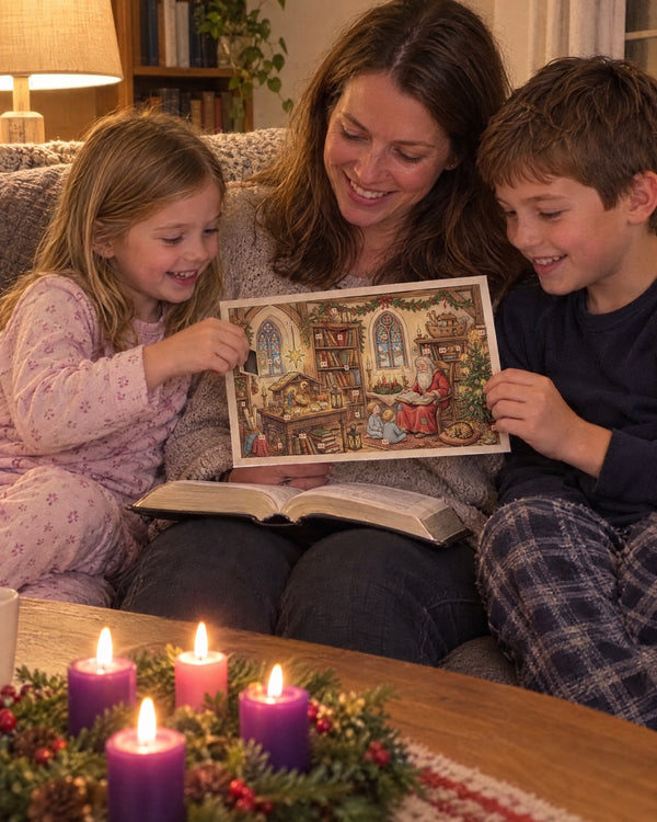 Bedtime, one door at a time — The Nativity Stories advent calendar card at home