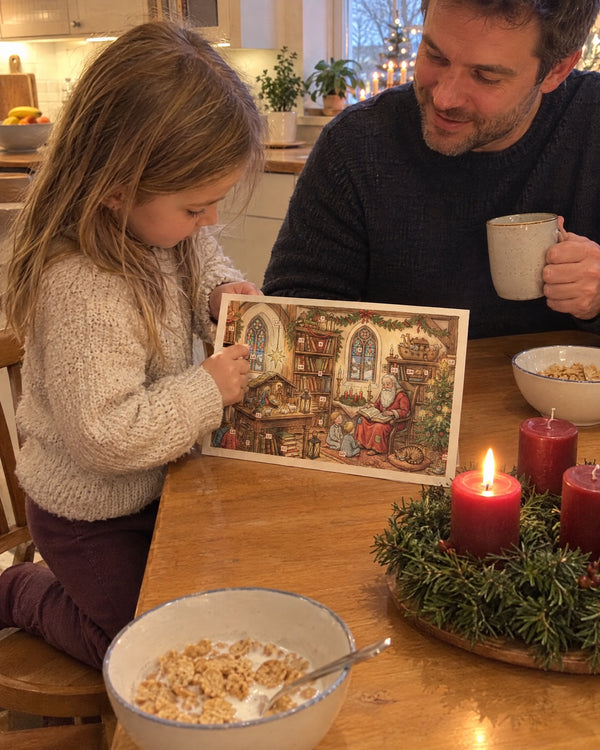 Before breakfast, every morning — The Nativity Stories advent calendar card at home