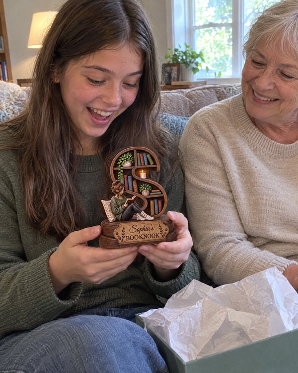Grandma’s gift — personalized initial reading corner wood plaque