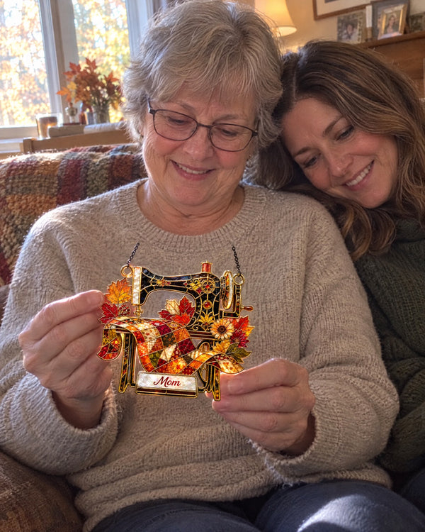 “It has my name on it!” — Autumn Sewing stained glass suncatcher at home