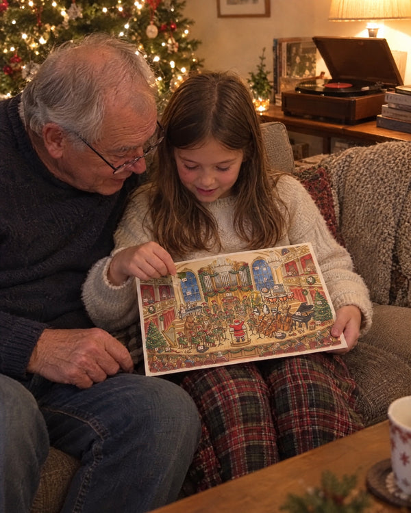Side A, door one — Santa's Christmas Symphony advent calendar card at home